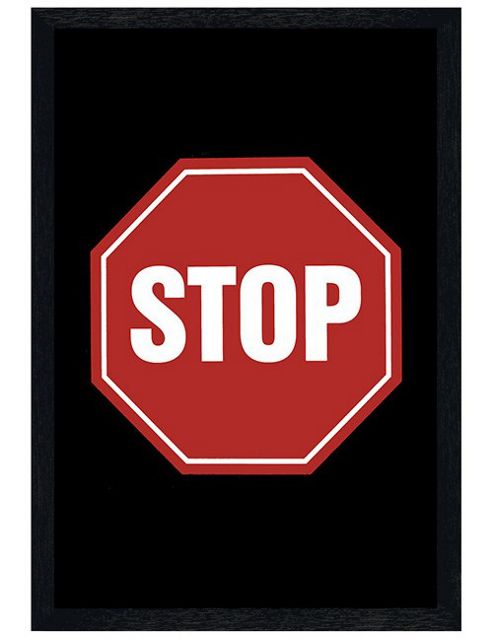 Image of Black Wooden Framed Stop Sign Poster