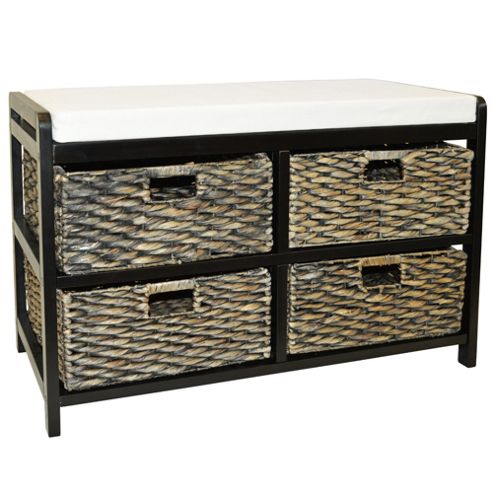 Image of Canterbury - Double Storage Bench With Baskets - Brown / Black