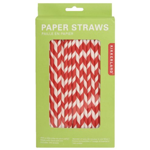 Image of Paper Stripey Straws - Red/white - 144pk