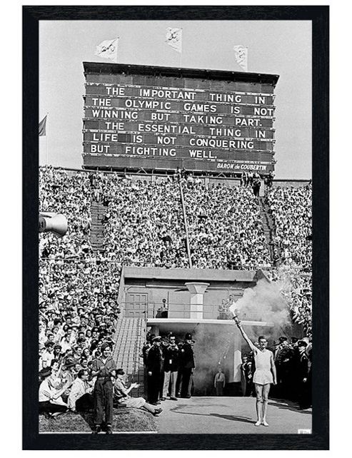 Image of London 1948 Olympic Games Black Wooden Framed The Opening Ceremony Poster