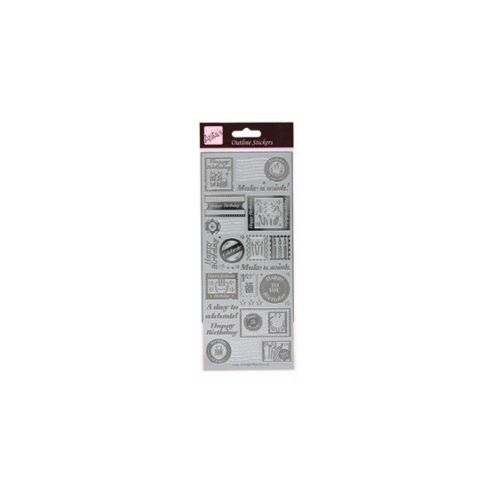 Image of Outline Stickers Birthday Stamps Silver