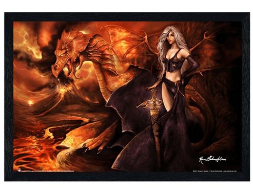 Image of Renee Biertempfel Black Wooden Framed Dragon's Keeper Poster