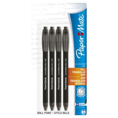 Paper Mate ComfortMate Ultra Ballpoint Pens, Black, 4 Count