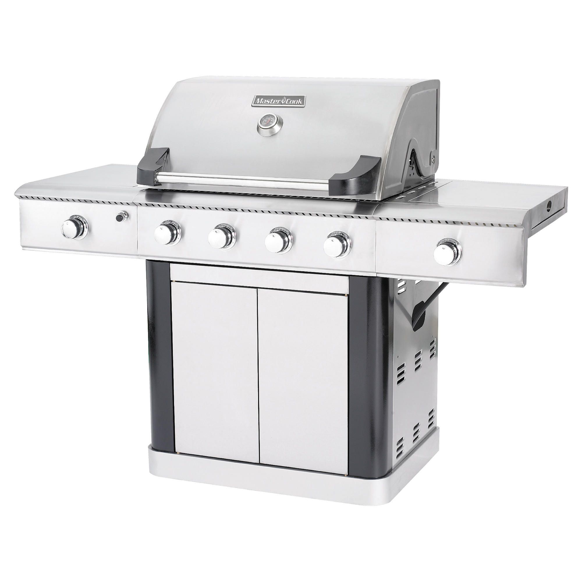 Mastercook 4 BURNER GAS GRILL S/S with black trim at Tesco Direct