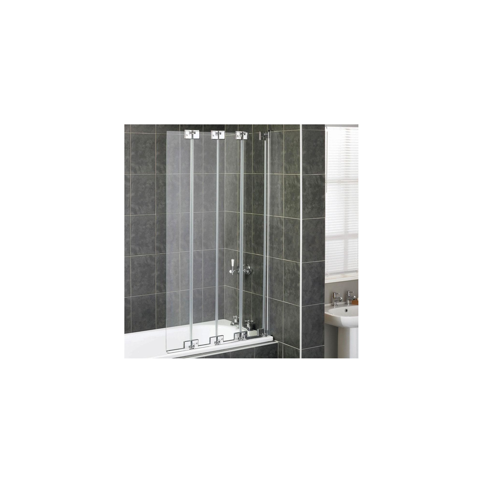 Aqualux AQUA6 4-Fold Bath Screen, 850mm Wide, Polished Silver Frame, 6mm Glass at Tesco Direct