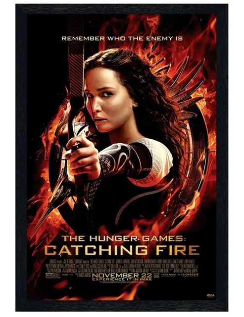 Image of Black Wooden Framed The Hunger Games Remember Who The Enemy Is Poster