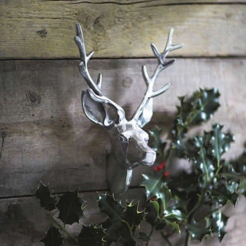 Image of Aluminium Wall Mountable Silver Stag's Head