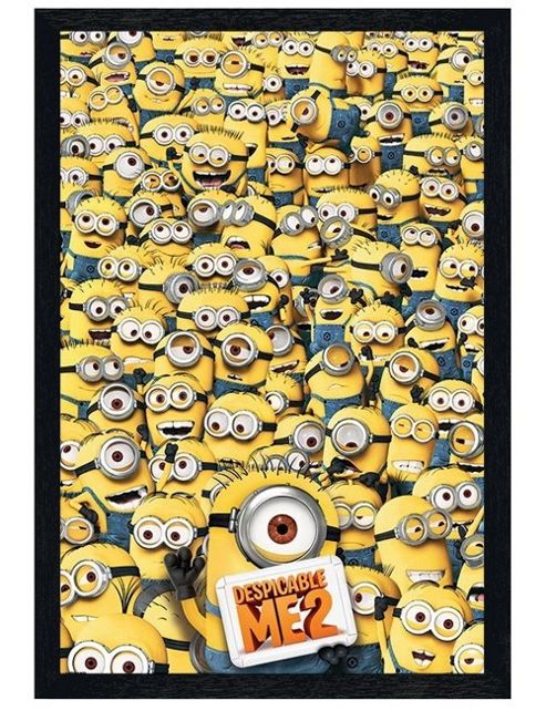 Image of Black Wooden Framed Despicable Me 2 Many Minions Poster