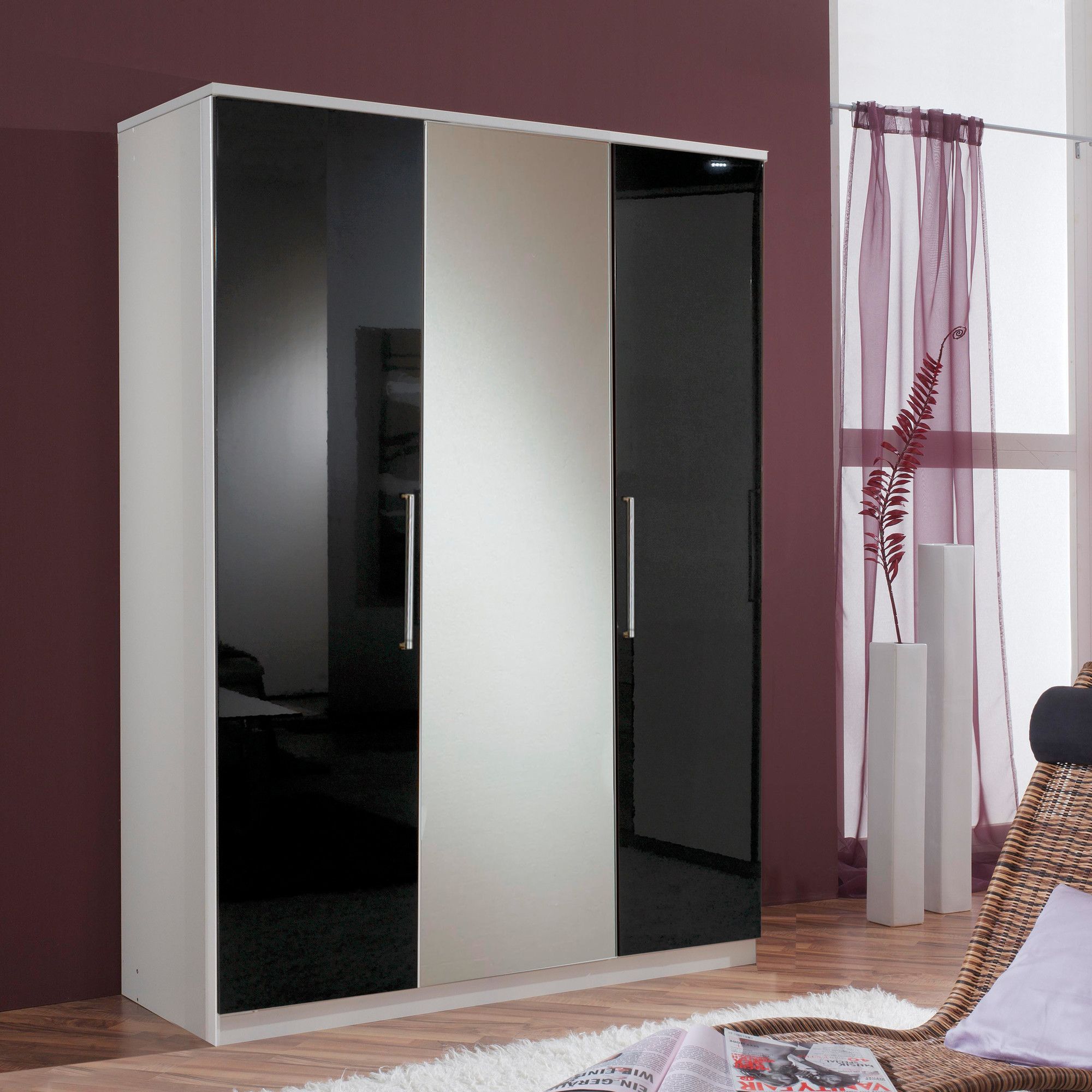 Amos Mann furniture Milano 3 Door Wardrobe - Black and White at Tesco Direct