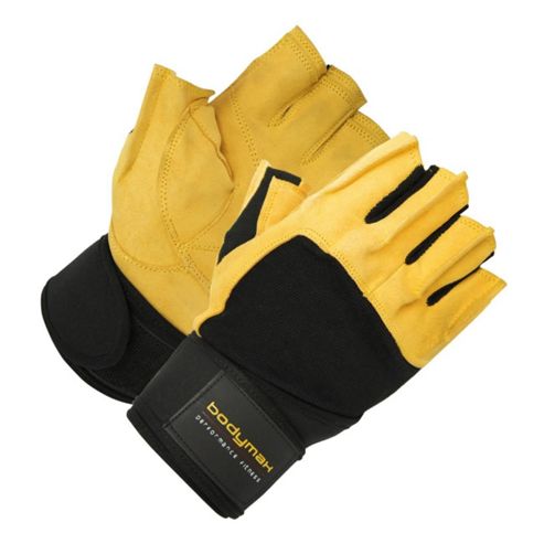 Image of Bodymax Pro Suede Weight Lifting Gloves With Wrist Support - Medium (m)