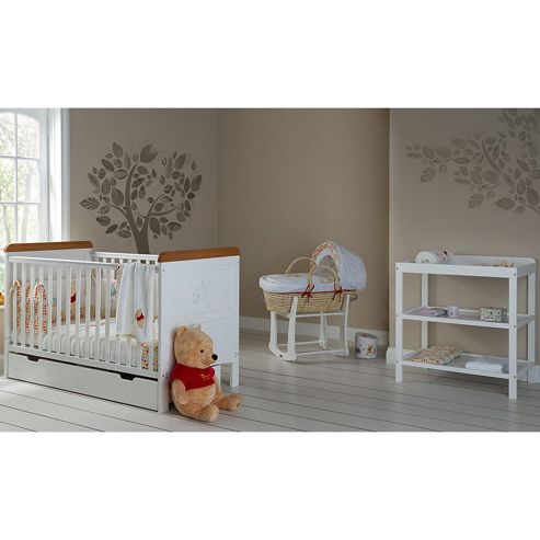 Image of Obaby Winnie The Pooh Cot Bed/drawer/changer Room Set