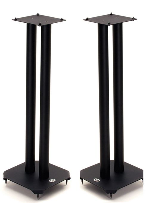 Image of B-tech 60cm Pair Of Black Speaker Stands With Metal Base
