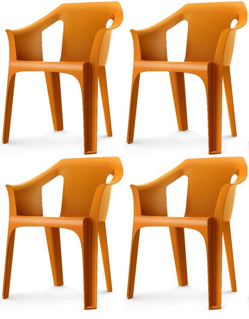 Image of Resol "cool" Garden Outdoor / Indoor Designer Plastic Chairs - Orange - X4