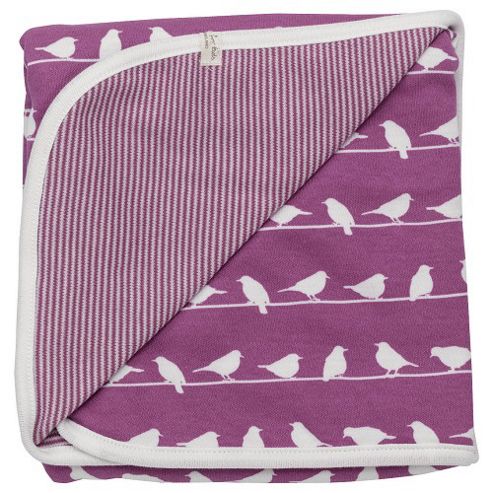 Image of Pigeon Organics Silhouette Reversible Blanket Raspberry Bird 70x70cm