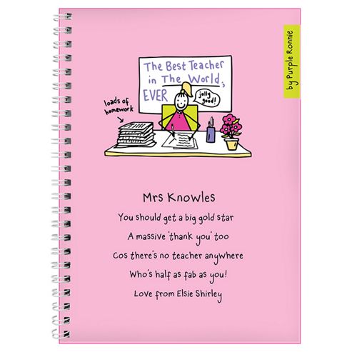 Image of Personalised Purple Ronnie Female Teacher Notebook