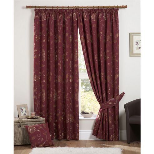 Image of Curtina Maybury 3 Pencil Pleat Lined Curtains 90x72 Inches (228x183cm) - Claret