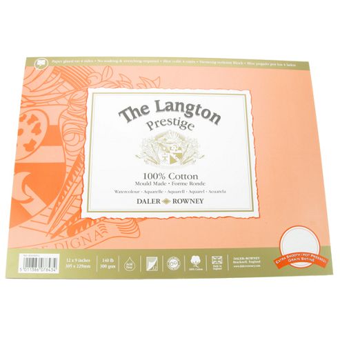 Image of Daler Langton Prestige Watercolour Pad Hp Block 12 X 9