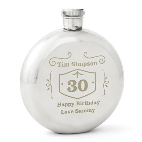 Image of Personalised Age Classic Round Hip Flask