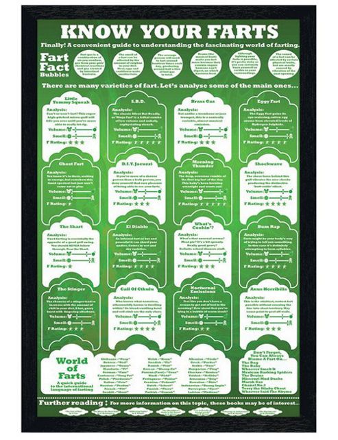 Image of Know Your Farts Black Wooden Framed The Fascinating World Of Farting Poster