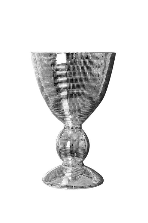 Image of 1ft11 X 1ft2 58 X 36cm Goblet Style Sparkling Mirror Mosaic Style Vase Stunning