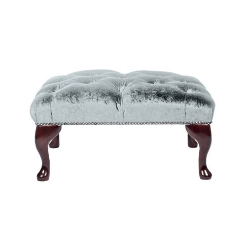 Image of Snug City Footstool Crushed Velvet Sky Chesterfield, Made In The Uk.