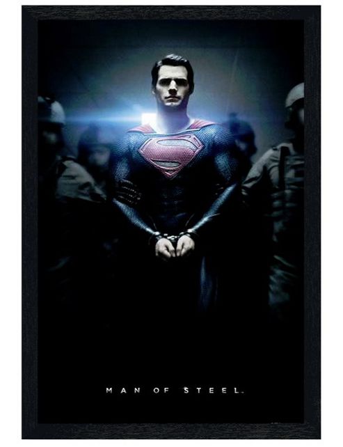Image of Man Of Steel Black Wooden Framed Henry Cavill Is Superman Poster