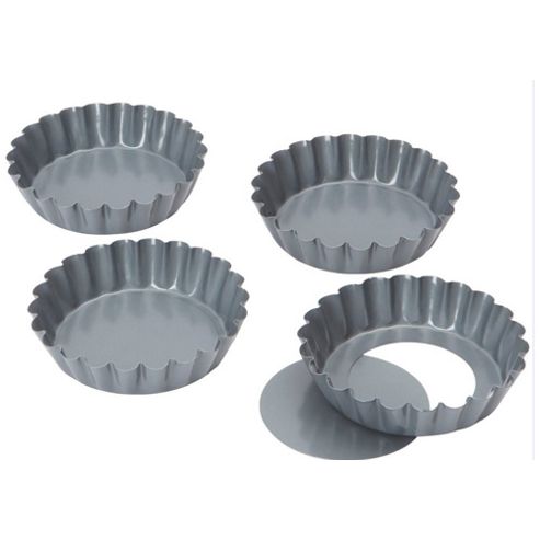 Image of "bakers Pride Set Of 4 Non-stick Loose Base Mini Quiche/tartlet Pans, 3""/8cm"