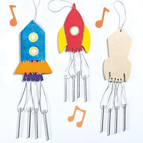 Image of Rocket Wooden Windchimes (pack Of 4)