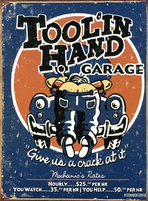 Image of Tool'in Hand Garage Tin Sign