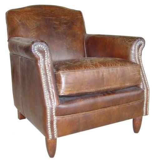 Image of Aspect Design By Wayfair Vintage Studded Front Leather Chair