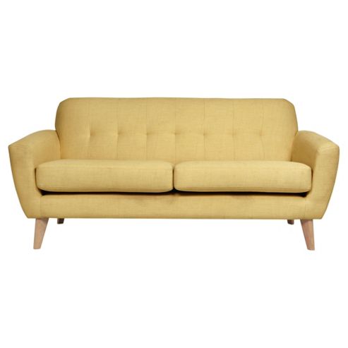 Image of Capri Large 3 Seater Fabric Sofa, Yellow