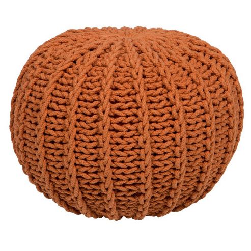 Image of Kaikoo Knitted Ribbed Pouffe, Orange