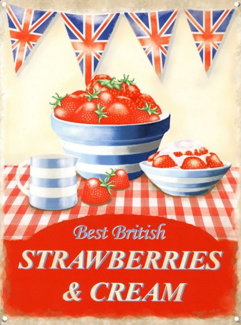 Image of Strawberries & Cream Best Of British Tin Sign