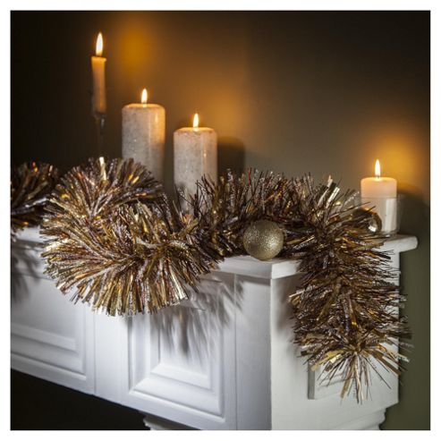 Image of Festive Chunky Snowtip Tinsel, Gold, 2m X 150mm