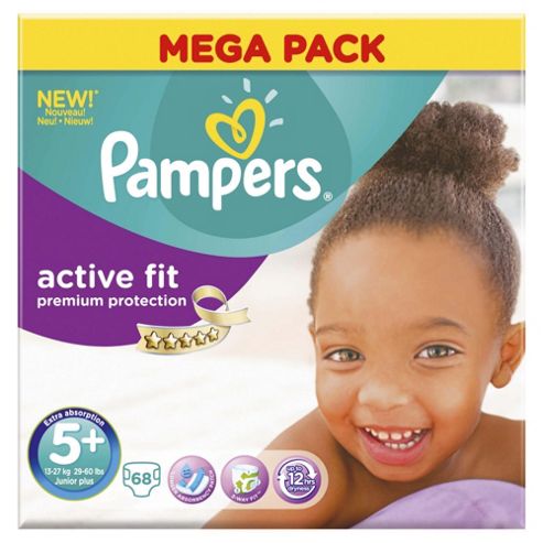 Image of Pampers Active Fit Size 5+ Mega Pack - 68 Nappies