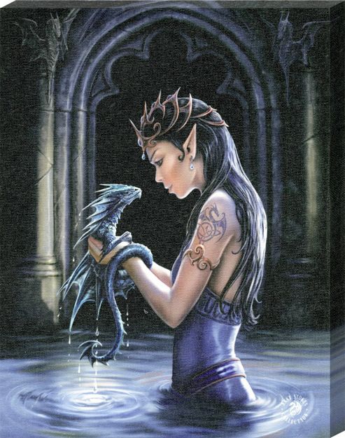 Image of Anne Stokes Water Dragon Canvas Print