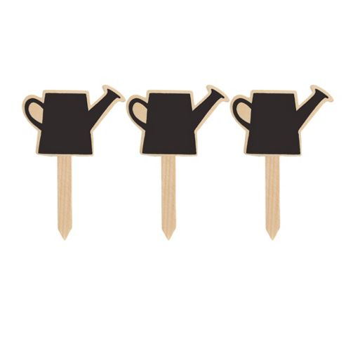 Image of Wooden Watering Can Blackboard 4.5in Garden Plant Or Herb Labels