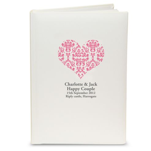 Image of Personalised Ruby Damask Heart Photo Album With Sleeves