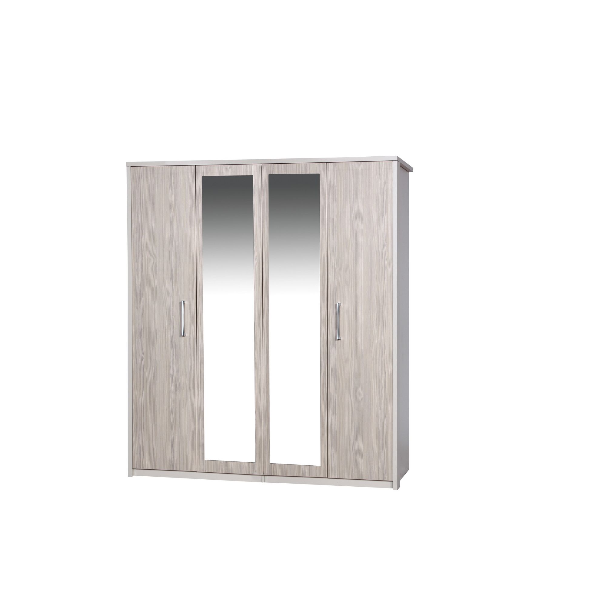 Alto Furniture Avola 4 Door Wardrobe with Mirror - Cream Carcass With Champagne Avola at Tesco Direct