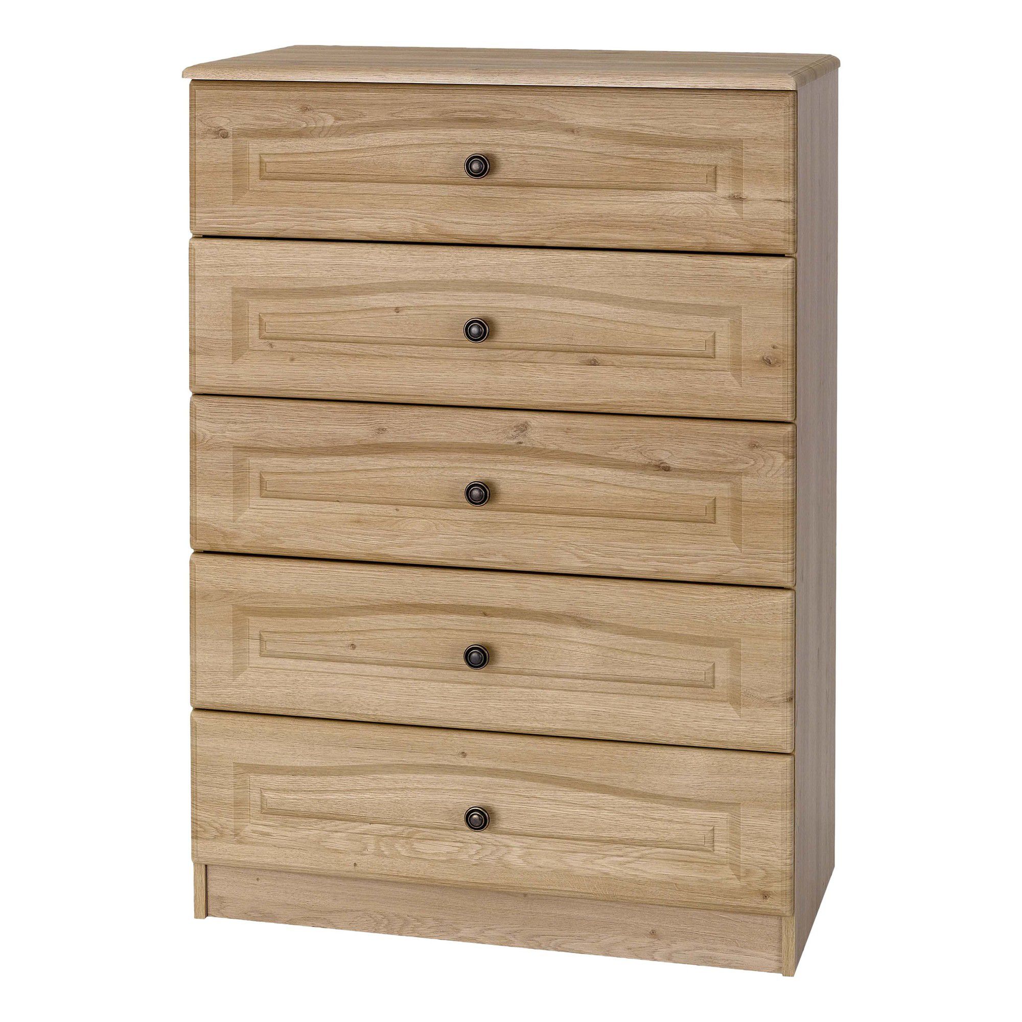 Alto Furniture Visualise Bordeaux Five Drawer Chest in Oak at Tesco Direct
