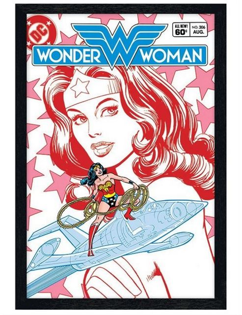 Image of Black Wooden Framed Dc Comics Wonder Woman Poster