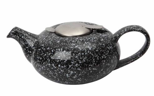 Image of London Pottery 4 Cup Pebble Shaped Filter Teapot, Flecked Black