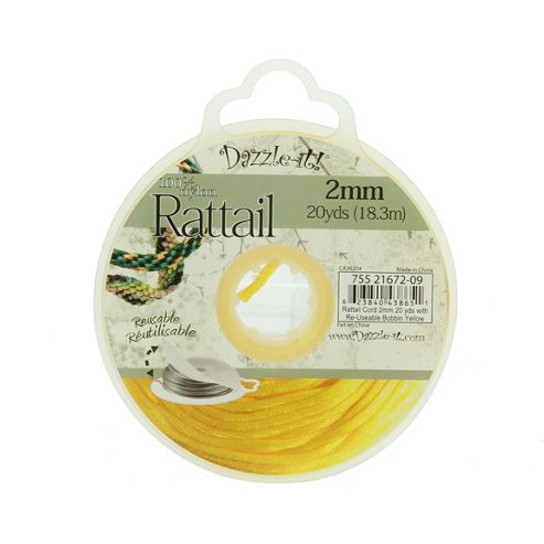 Image of Rattail With Re-useable Bobbin - Yellow - 20yds