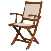 Windsor Folding Wood/Textilene Dining Arm Chair 2pk
