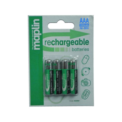 Image of Maplin 1000mah Nimh Rechargeable Aaa Batteries 4 Pack