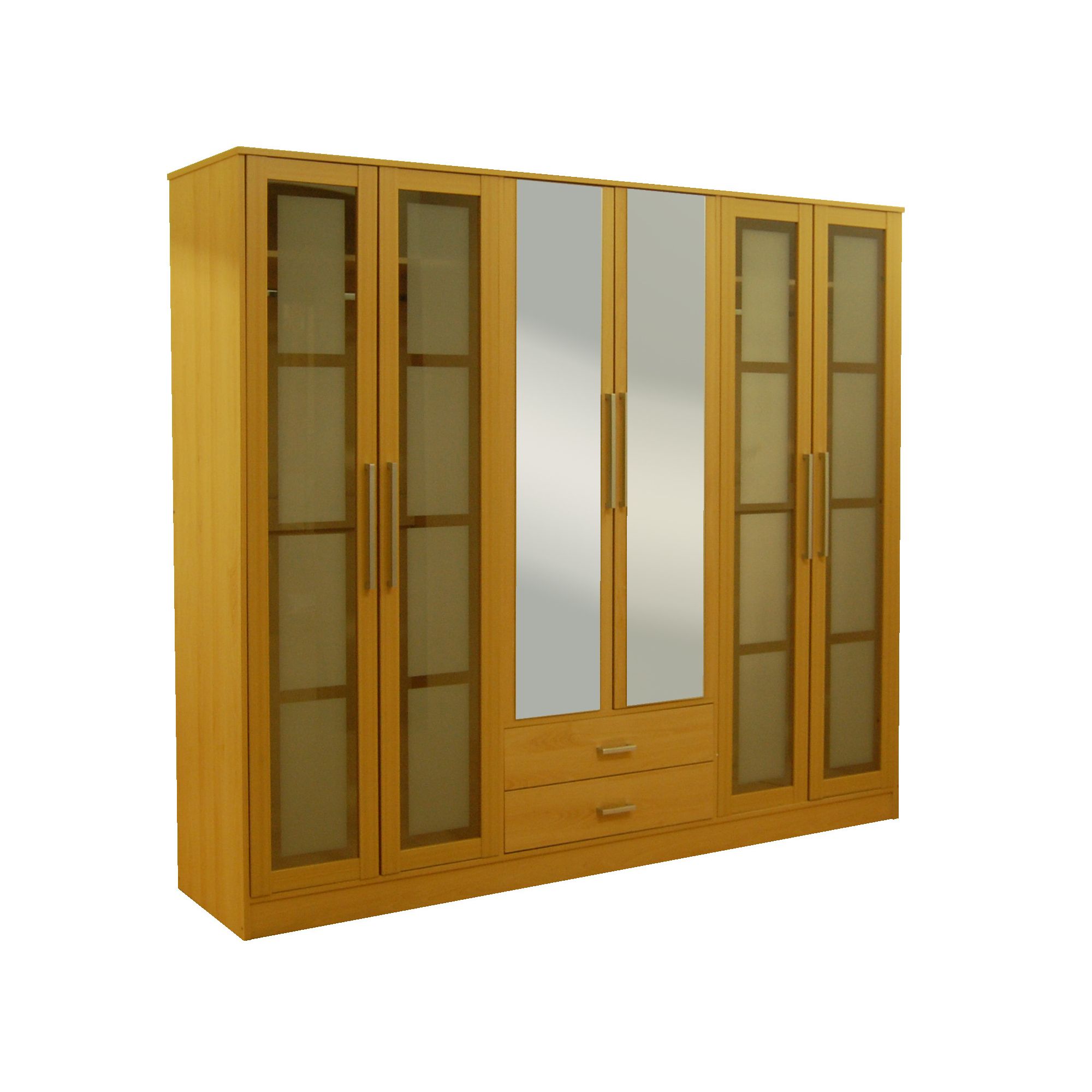 Kit Form Kit-form Glass Six Door Fitment Wardrobe in Beech at Tescos Direct