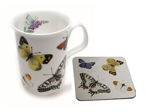 Image of Roy Kirkham Butterfly Garden Mug & Coaster Set, Boxed