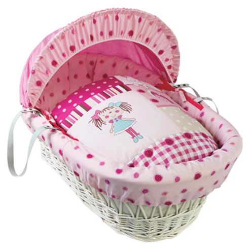 Image of Clair De Lune My Dolly White Wicker Moses Basket
