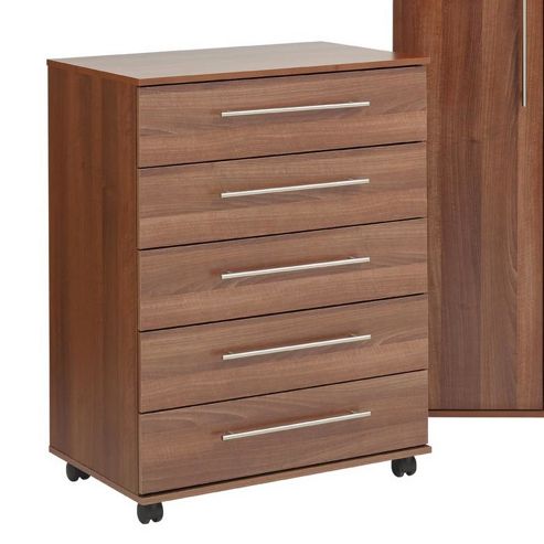 Image of Ideal Furniture Bobby 5 Drawer Chest - Walnut