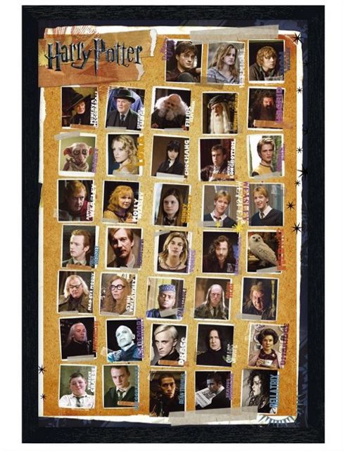Image of Black Wooden Framed Harry Potter Character Montage Poster